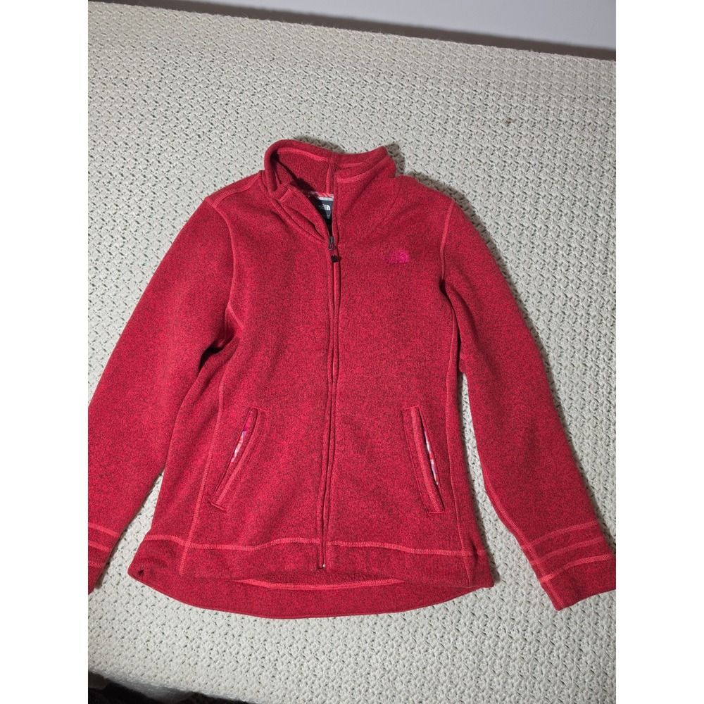 The North Face Crescent Sunset Jacket Womens XL Red Excellent Full Zip Fleece